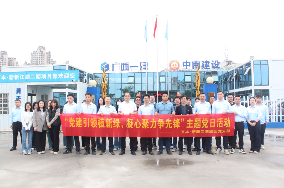 党建引领添新绿 携手共建促发展—中南建设集团万丰·新新江湖项目党支部与广西建工集团六公司党总支联合开展主题党日活动
